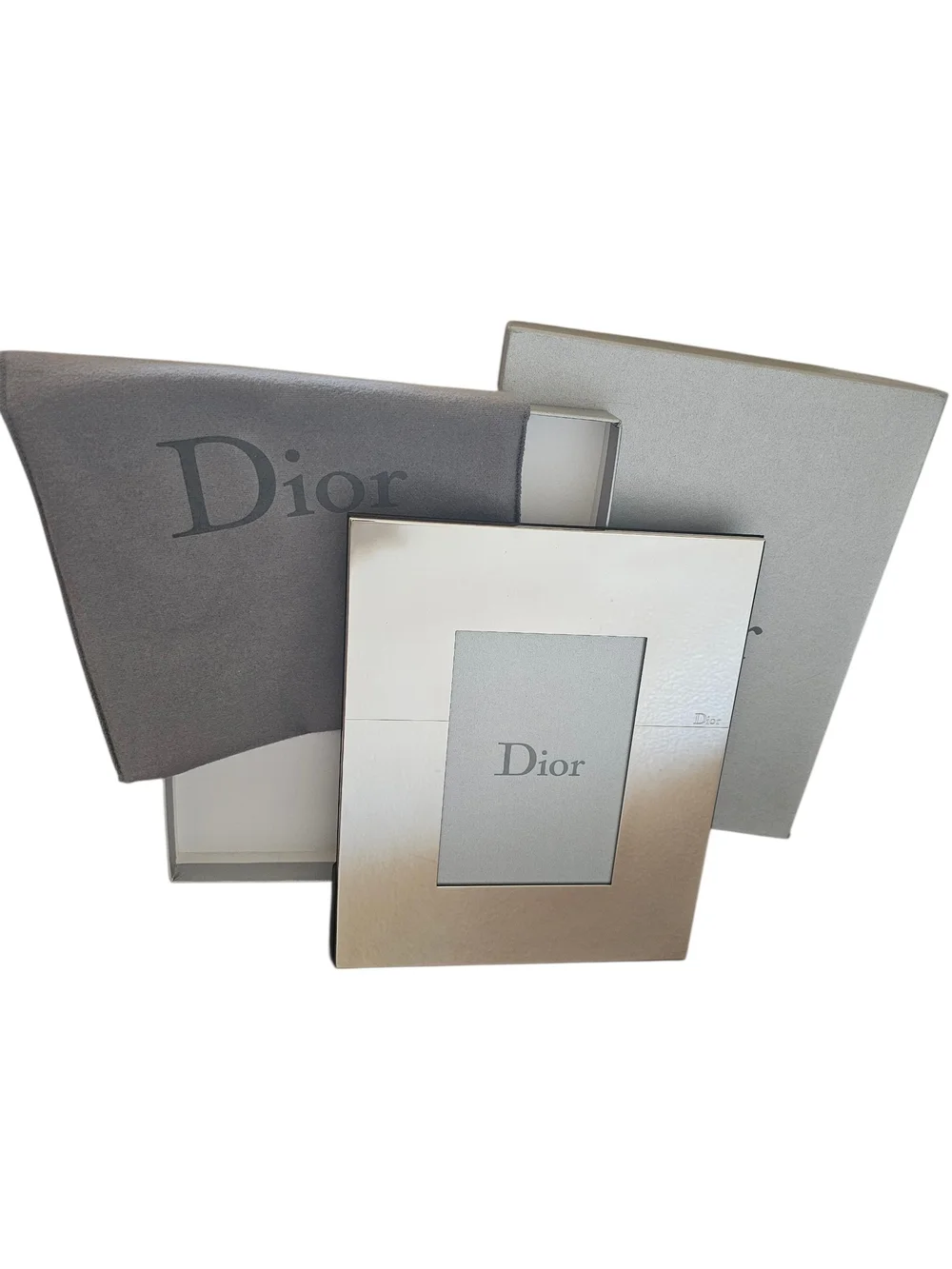 Vintage Dior Luxury Mirrored Silver Finish Tabletop Photo Frame